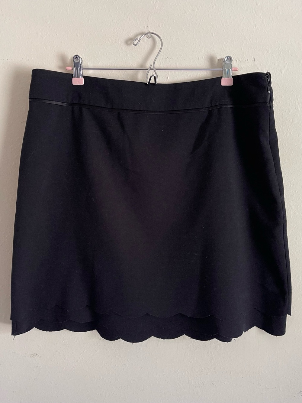 Elle Black Mini Skirt with Scalloped Hem